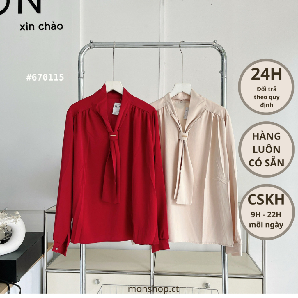 Áo phi bóng thắt cổ tay dài 670115