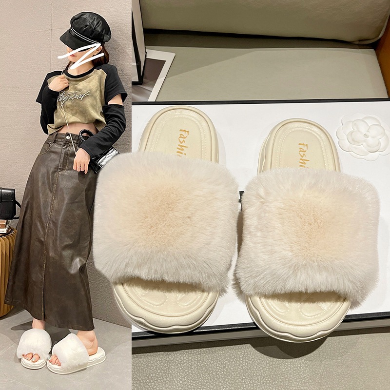 Dép Quai Ngang Nữ Lông Xù D02 Siêu Xinh