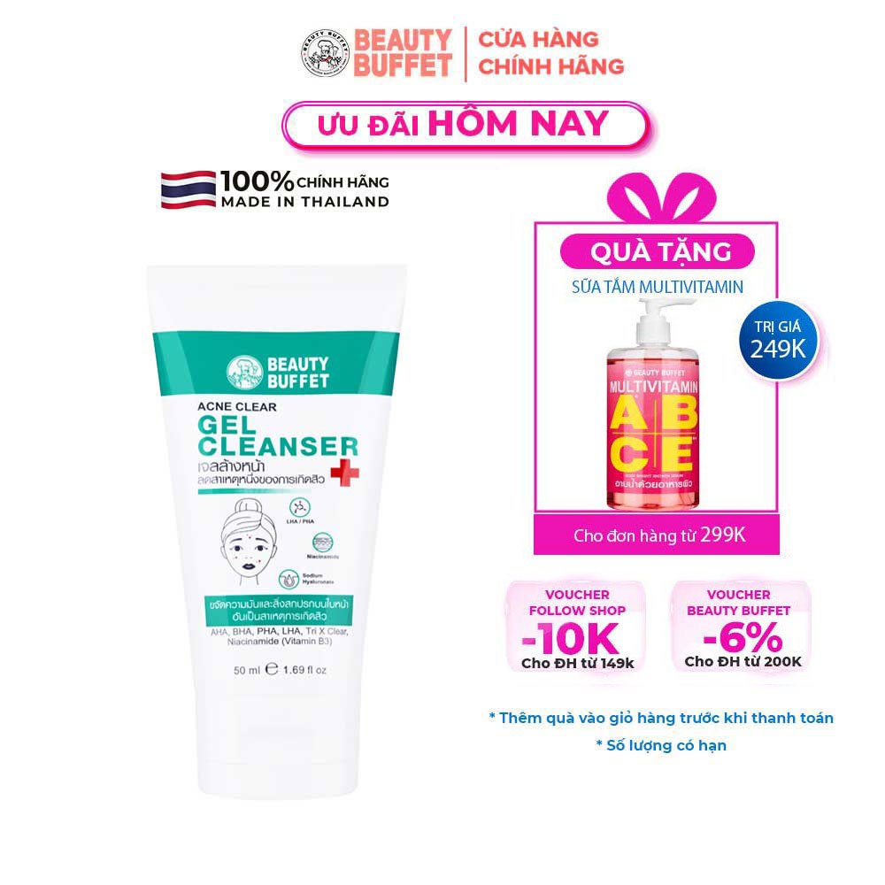 Gel rửa mặt giảm mụn Beauty Buffet Acne Clear Gel Cleanser 50ml
