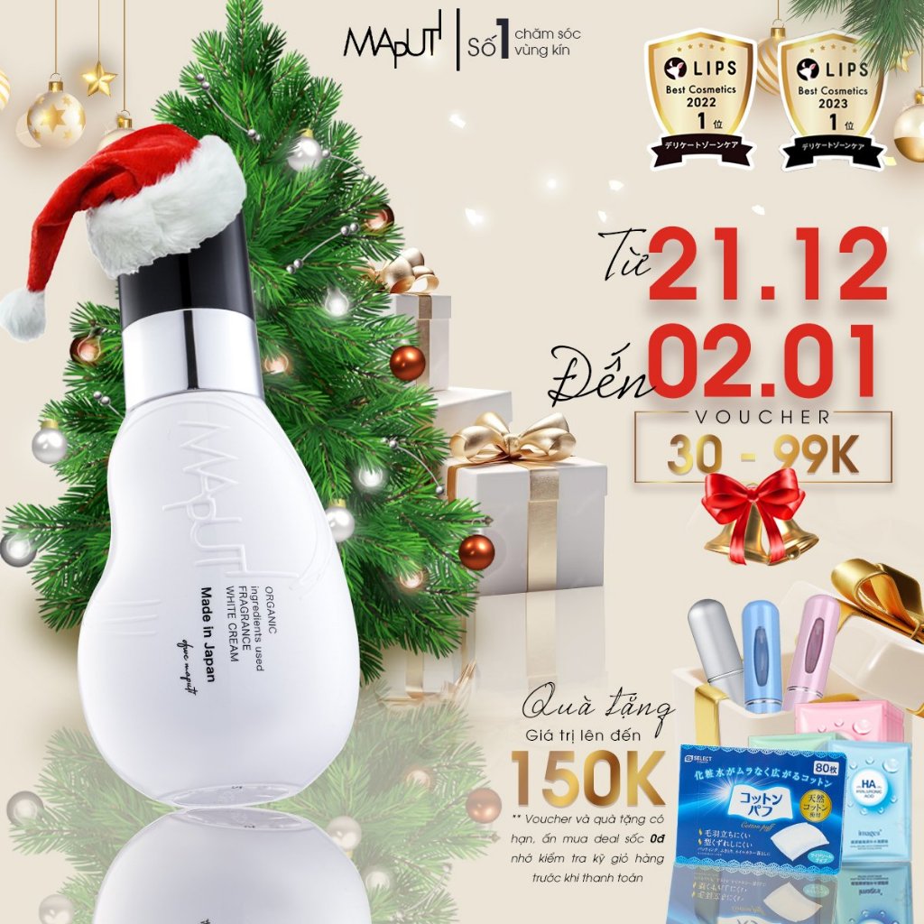 Kem Giảm Thâm Vùng Kín Maputi White Cream Niacinamide 2% Giảm Thâm Nách, Thâm Ngực, Thâm Mông 100ml
