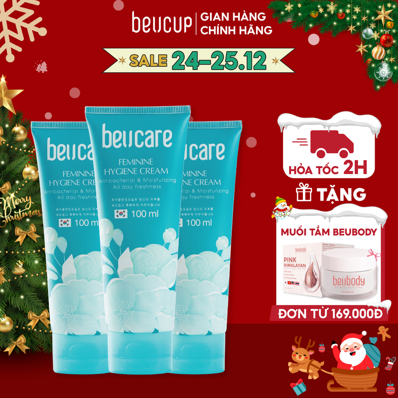 Combo 3 chai dung dịch vệ sinh phụ nữ hương bạc hà BeUcare 100ml