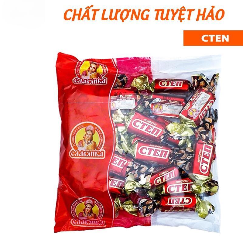 Kẹo Socola Nga Cten/Step Caramen Hạnh Nhân , Kẹo Mix 8 Vị Socola Nga Nhân Nhập Khẩu Chính Hãng Gói 500g