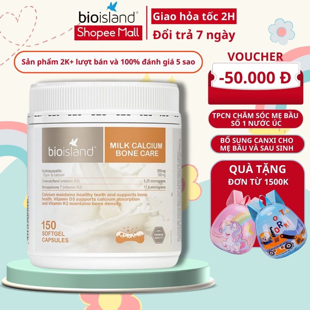 Bio island Milk Canxi Bon Care giúp thúc đẩy phát triển hệ xương 150 viên của Úc