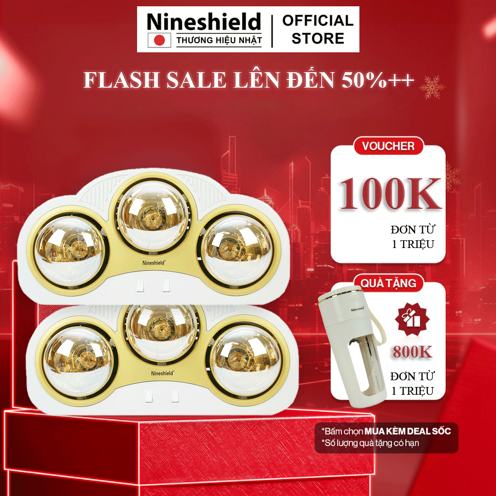 Đèn sưởi nhà tắm 3 bóng Nineshield NS033B [Mã BMLTB200 giảm đến 100K đơn 499K]