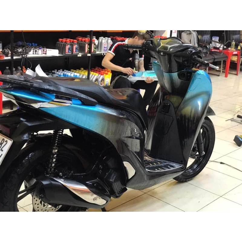 Tem Trùm Xe Sh màu xanh đen| Decal 3 lớp , chống nước, chống xước, dễ dán