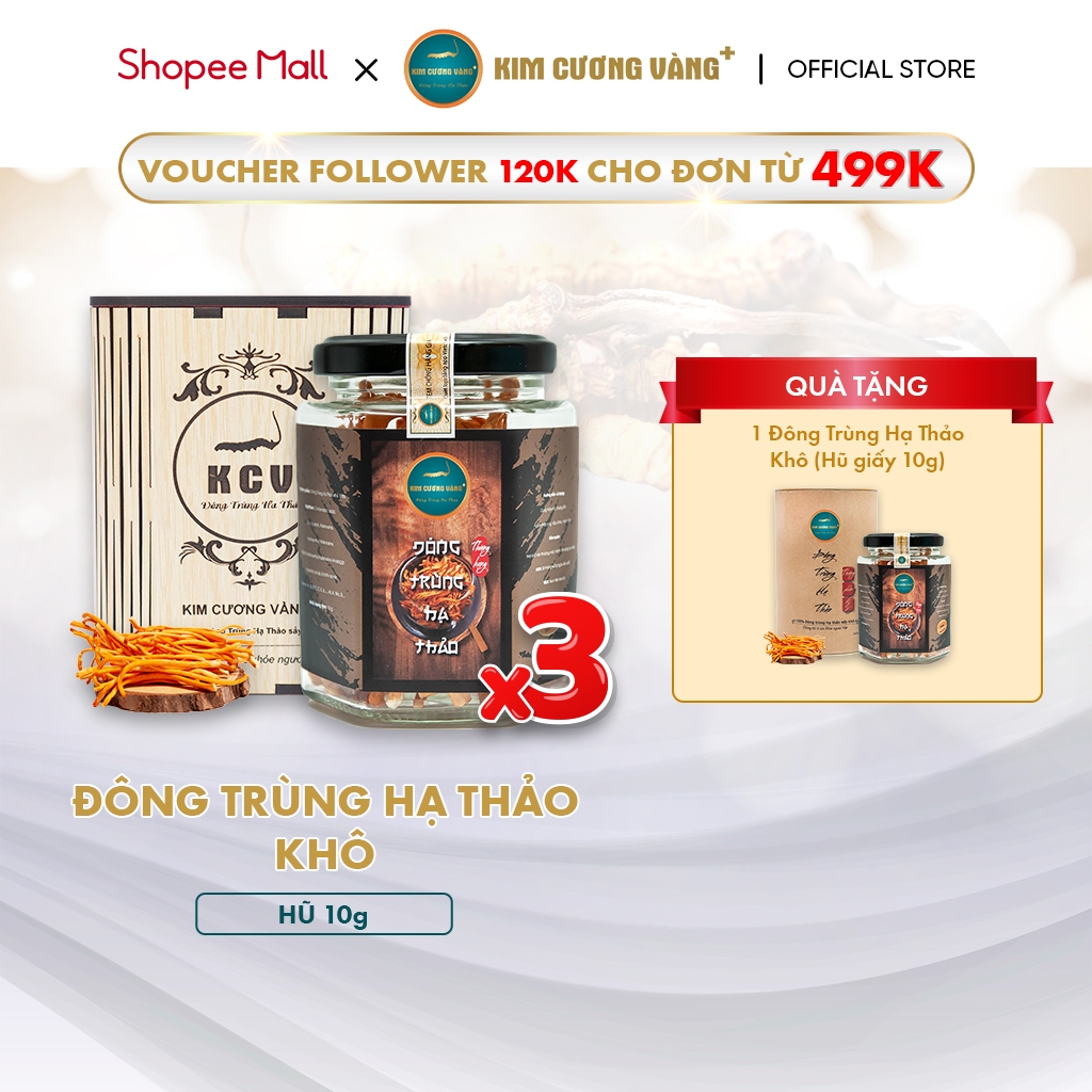 Đông Trùng Hạ Thảo Khô Giải Độc Gan Tăng Đề Kháng  Kim Cương Vàng  Hộp 10 gram