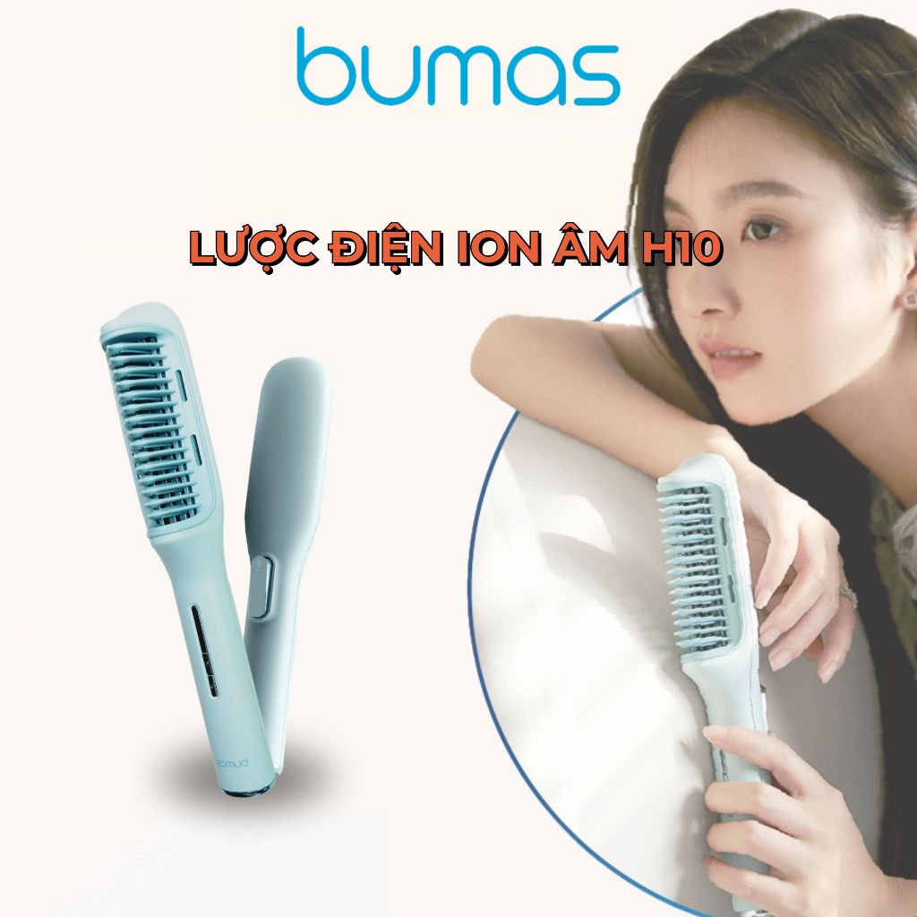 Lược Điện I-on Âm BUMAS H10 - Máy Duỗi Tóc Phủ Protein Phục Hồi Tóc Hư Tổn  - Chăm Sóc Tóc Mềm Mượt