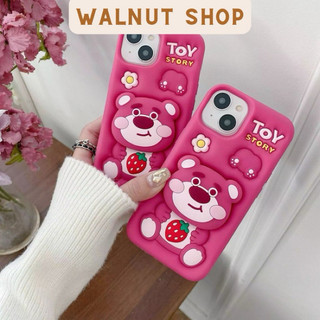 Ốp cao su kèm pop gấu dâu - gấu pooh - Ốp cao su kute iphone || new case iphone