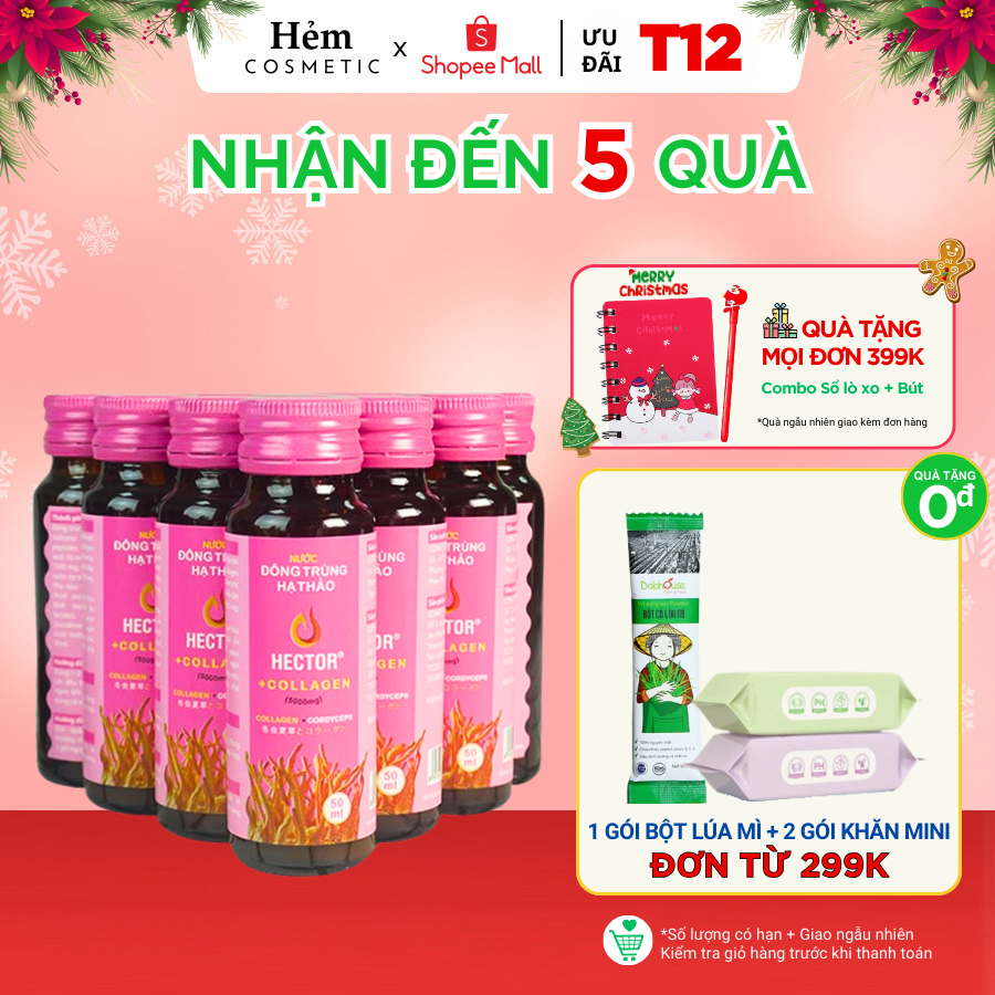 Nước uống collagen đông trùng hạ thảo Hector chống lão hóa 50ml/chai (10 chai/hộp) - Hẻm Cosmetic