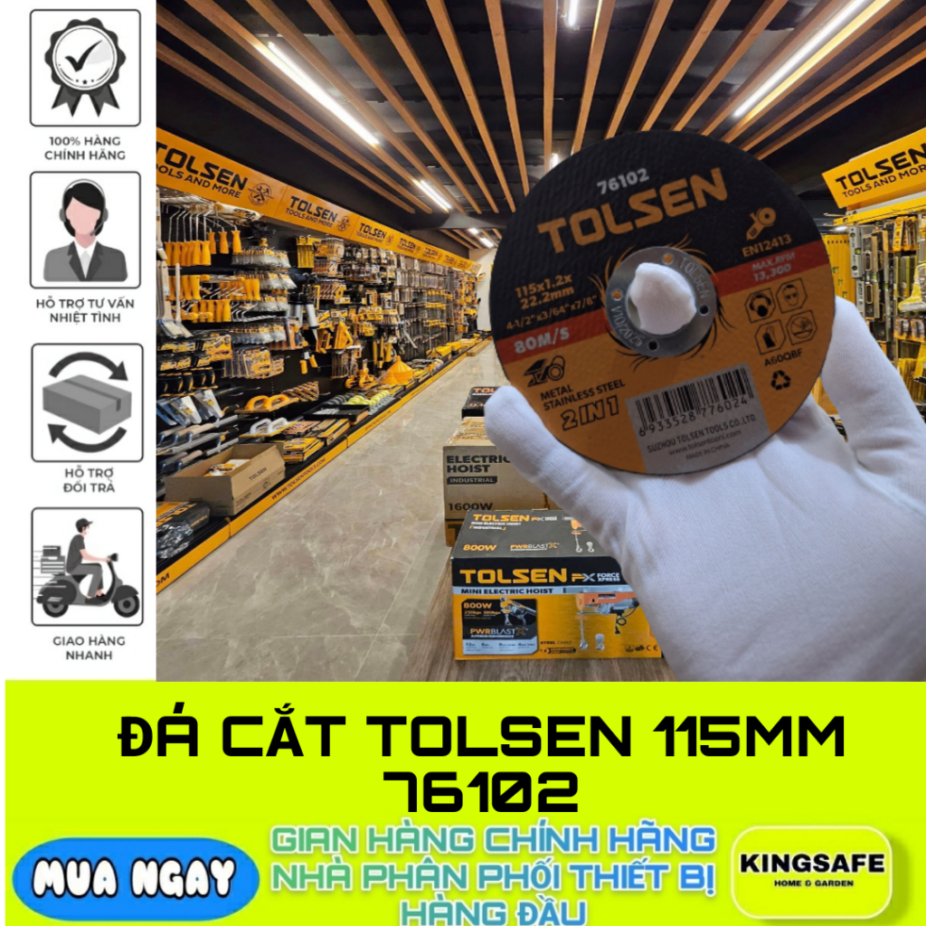 ĐĨA CẮT SẮT VÀ INOX 105MM VÀ 115MM TOLSEN , CHÍNH HÃNG