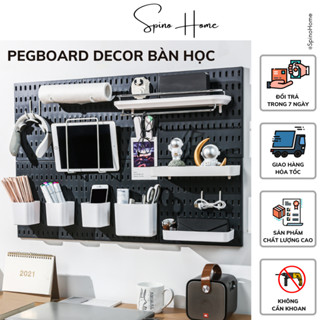 Pegboard kệ decor bàn học trang trí góc làm việc, giá lưu trữ để đồ đa năng treo tường