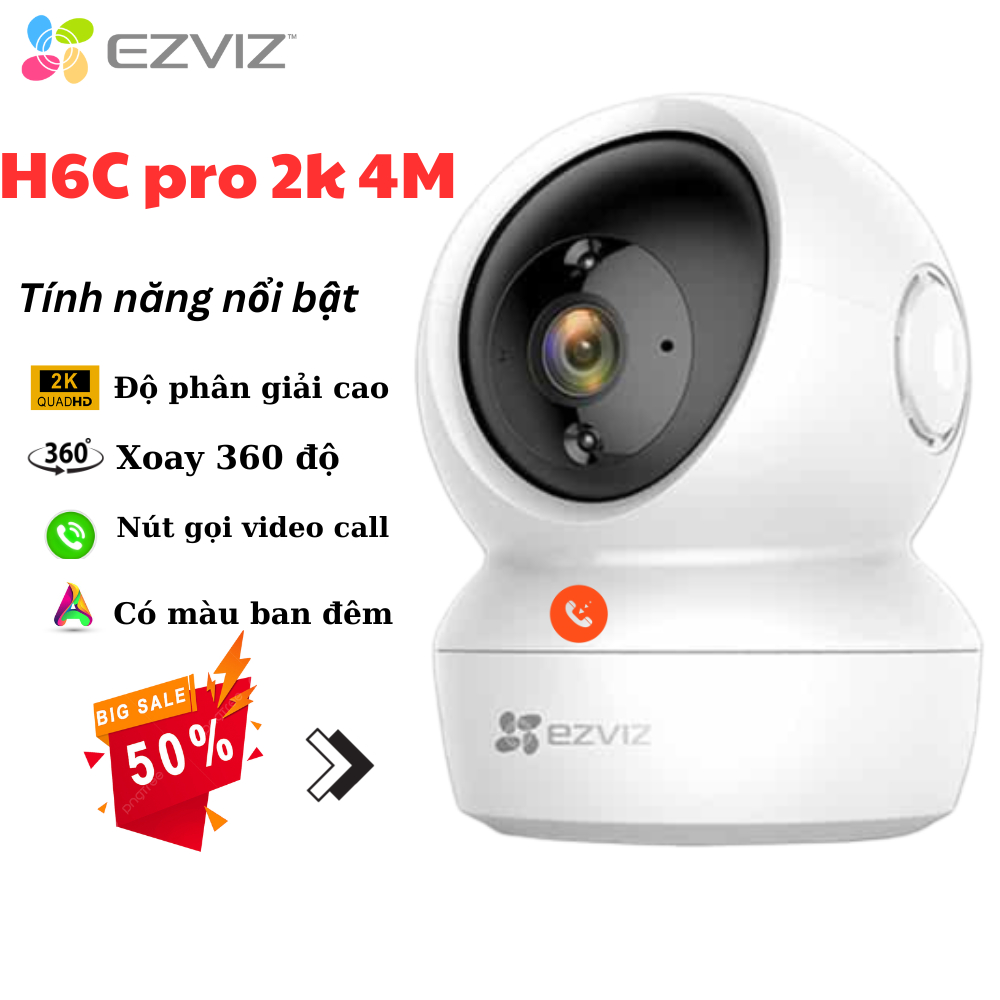 Camera ip wifi ezviz h6c g1 8M 4K siêu nét h6c pro 5M Quad HD (3K) và c6n Pro 3M bảo hành 2 năm | BigBuy360 - bigbuy360.vn