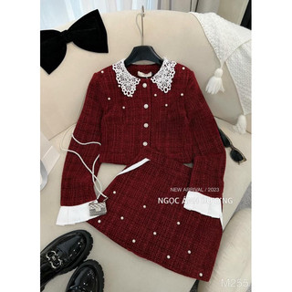 set váy dạ cổ ren SLKH24