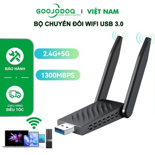 USB Thu Sóng wifi Goojodoq 1300mbps USB 3.0  2 Râu Kết Nối Mạng Không Dây 2.4G+5G Bộ Thu Phát WiFi Cho Máy Tính