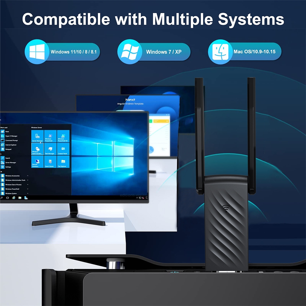 USB Thu Sóng wifi Goojodoq 1300mbps USB 3.0  2 Râu Kết Nối Mạng Không Dây 2.4G+5G Bộ Thu Phát WiFi Cho Máy Tính | BigBuy360 - bigbuy360.vn