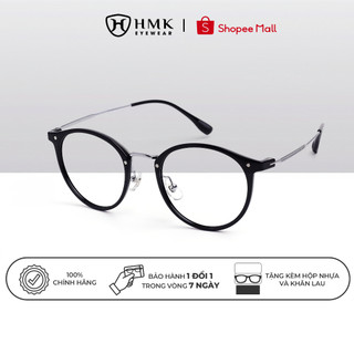 Gọng Kính Kim Loại Titanium Phối Nhựa Cao Cấp HMK Eyewear Dáng Tròn Thời Trang Sang Trọng  - KL22699