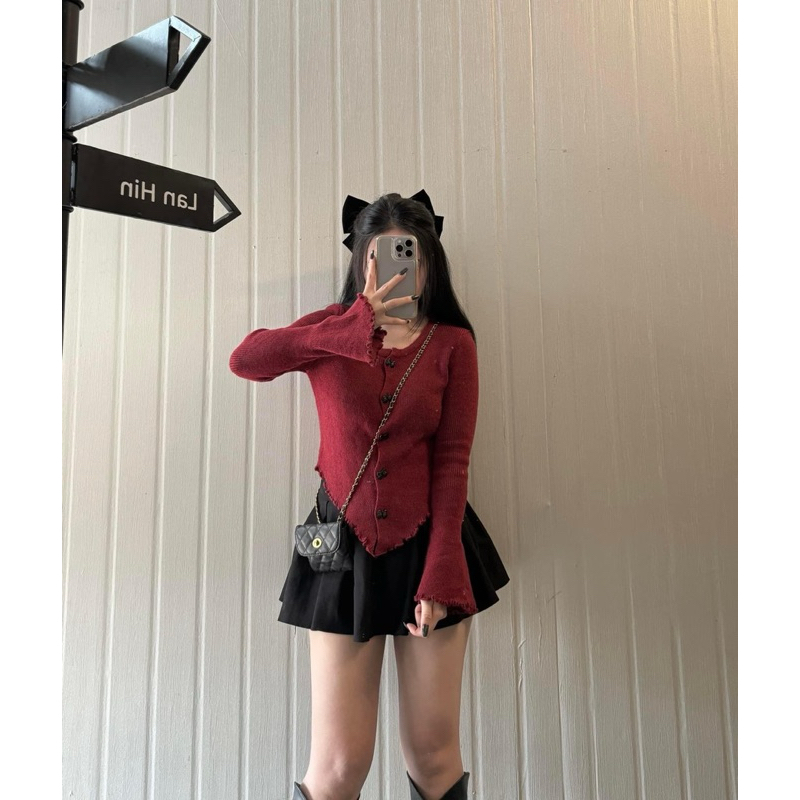 ÁO LEN CÚC NƠ NỔI VẠT CHÉO