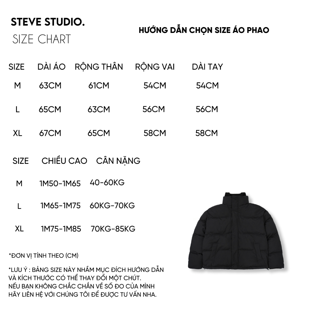 Áo Phao STEVE JACKET Màu đen, áo phao basic dáng crop Màu đen.