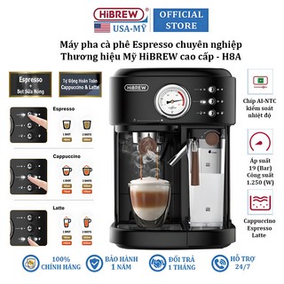 Máy pha cà phê espresso chuyên nghiệp thương hiệu mỹ hibrew h8a - áp suất 19bar - bảo hành 12 tháng