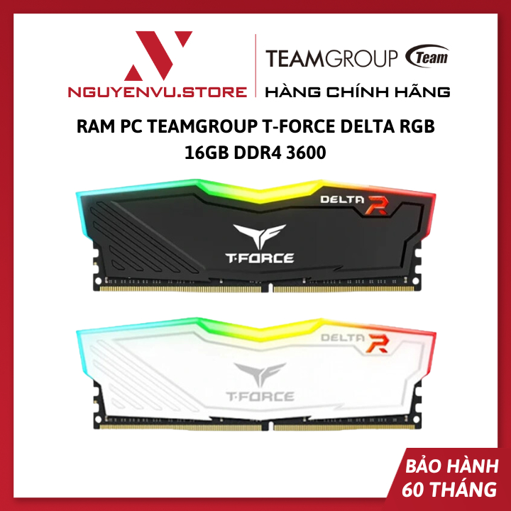 RAM PC TeamGroup T-Force Delta RGB 16GB DDR4-3600 - Hàng Chính Hãng