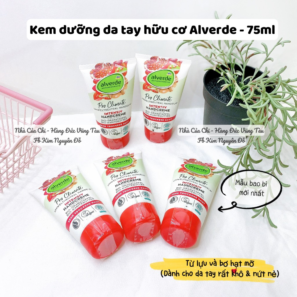 Kem dưỡng da tay Alverde hữu cơ từ lựu và bơ hạt mỡ- hàng Đức