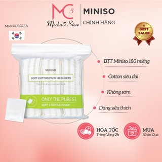 BTT Bông tẩy trang MINISO ONLY THE PUREST bông tẩy trang siêu dai, không tơi xù 180 miếng