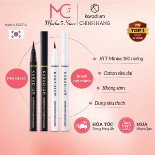 Bút dạ kẻ mắt karadium vỏ trắng siêu mảnh - dạ vỏ đen nét to