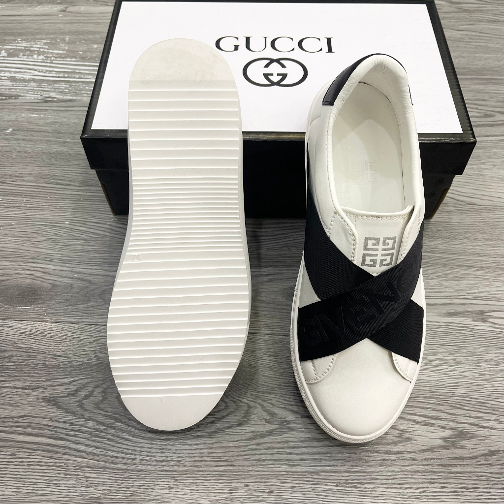 Giày slipon Gi.venchy Đen, Trắng bản quai chun độc đáo - giầy lười GVC nam Hottrend 2023