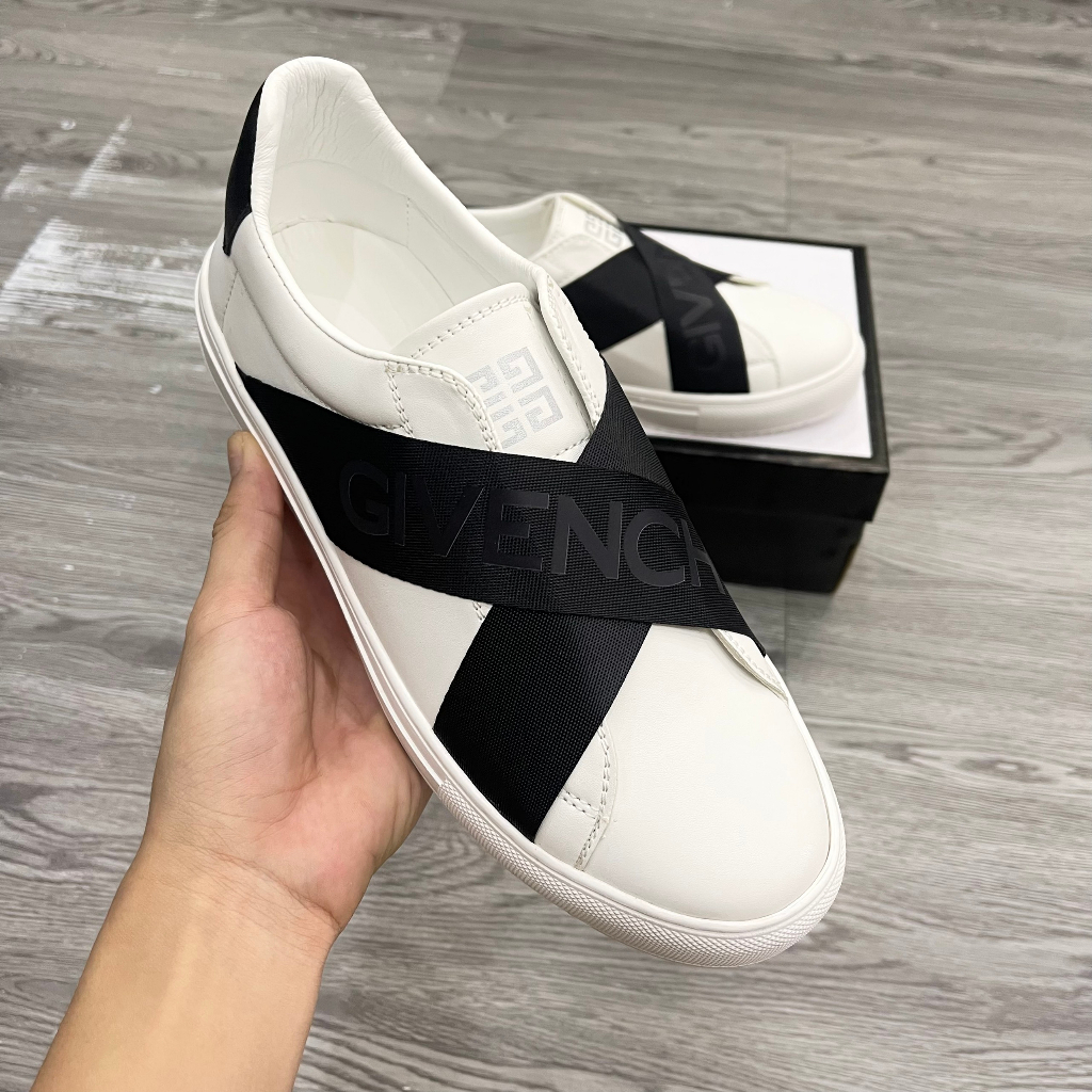 Giày slipon Gi.venchy Đen, Trắng bản quai chun độc đáo - giầy lười GVC nam Hottrend 2023