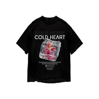 Áo thun in hình unisex nam nữ teeholic cotton cao cấp phong cách retro y2k trái tim băng giá màu đen trắng THS091223_61