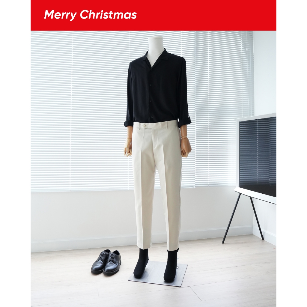 COCOZZI - Quần Âu Nam Ống Đứng Life Trousers Màu Sweet Corn (Màu Bắp Ngọt) Chát Liệu 70% Kaki + 30% Cotton.