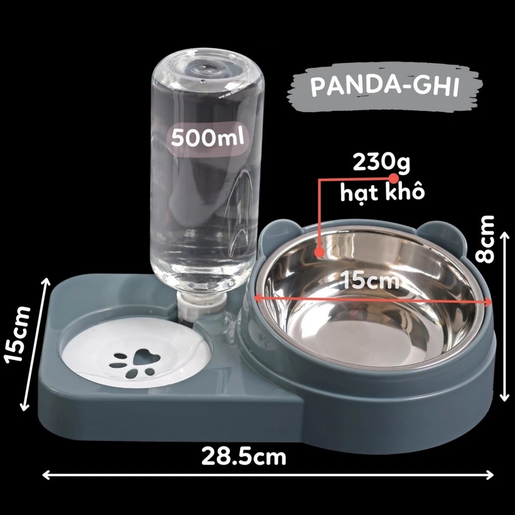 GIAO HỎA TỐC - Bát uống nước tự động, bát ăn INOX 304 Cao Cấp 2 ngăn dành cho thú cưng (KÈM BÌNH NƯỚC)