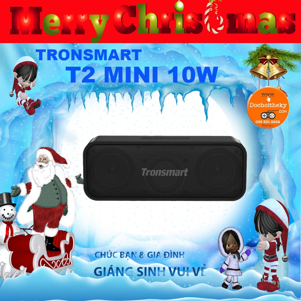 Loa Bluetooth 5.0 Tronsmart T2 Mini Công Suất 10W TWS, Chống Nước IPX7, Pin 2200mAh Nghe Nhạc 12 Giờ