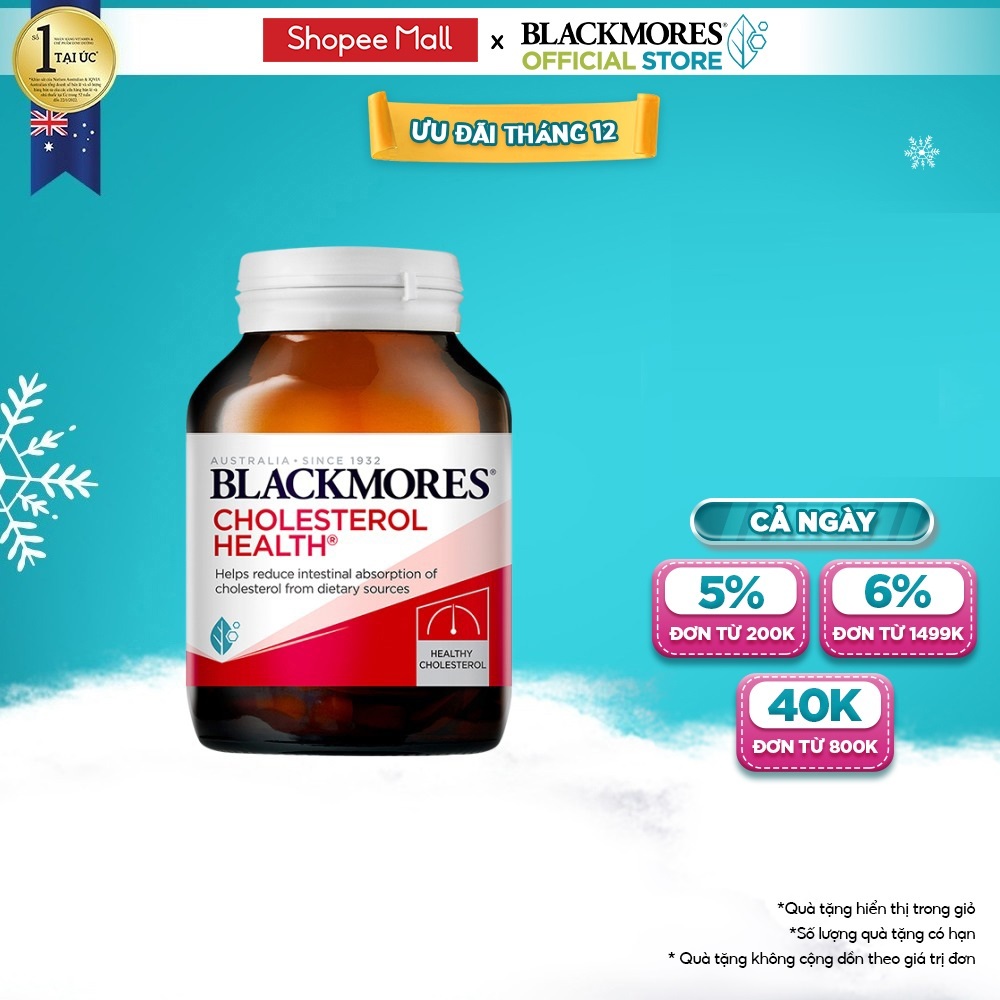 Viên Uống Hỗ Trợ Giảm Cholesterol Ngăn Ngừa Các Triệu Chứng Tim Mạch Blackmores Cholesterol Health Lọ 60 Viên