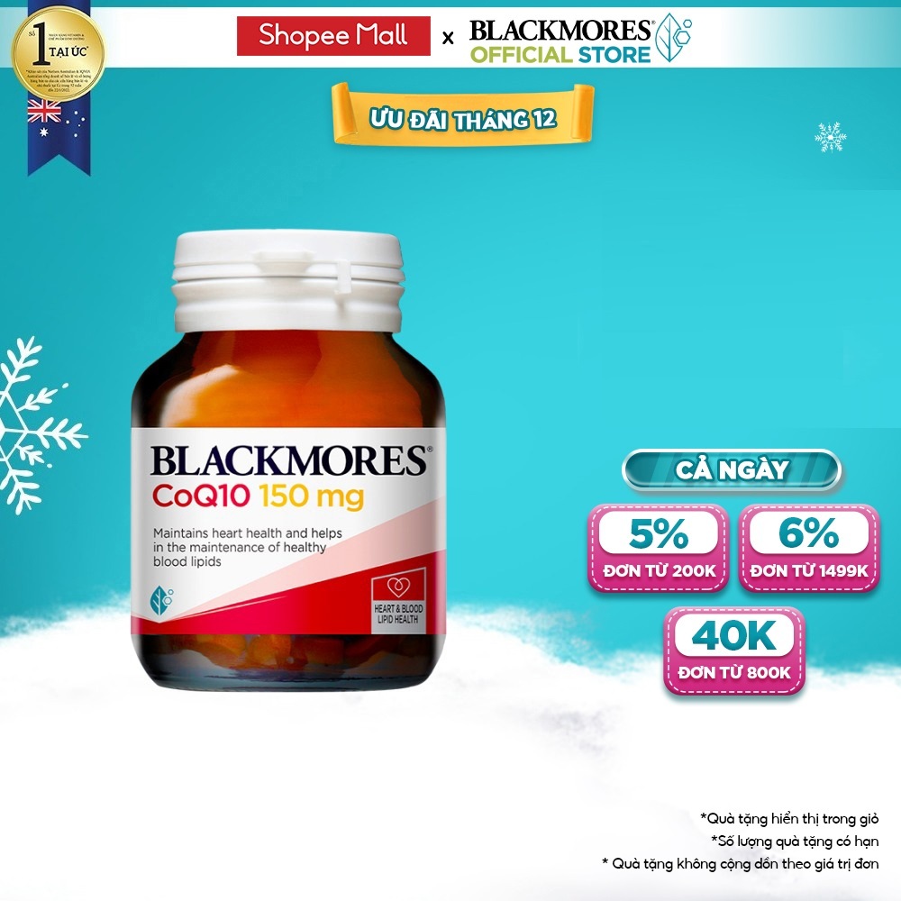 Viên Uống Bổ Tim Hỗ Trợ Sức Khỏe Blackmores CoQ10 150mg Lọ 30 Viên