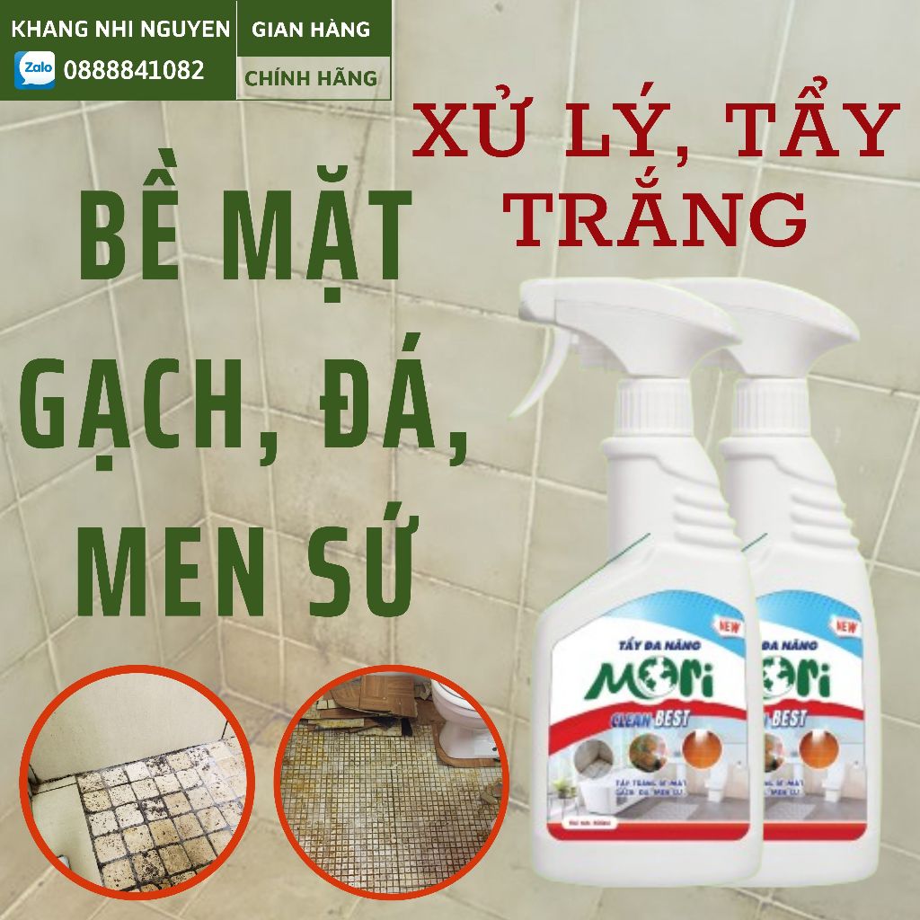 TẨY GẠCH ĐA NĂNG MORI, TẨY TRẮNG BỀ MẶT GẠCH, ĐÁ, MEN SỨ, CHÀ RON GẠCH CHAI 500ML