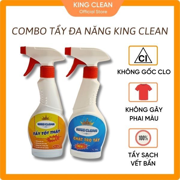 Combo 2 Chai Nước Tẩy Đa Năng King Clean Làm Sạch Vết Bẩn Cứng Đầu Trên Mọi Vật Liệu (tặng khẩu trang)