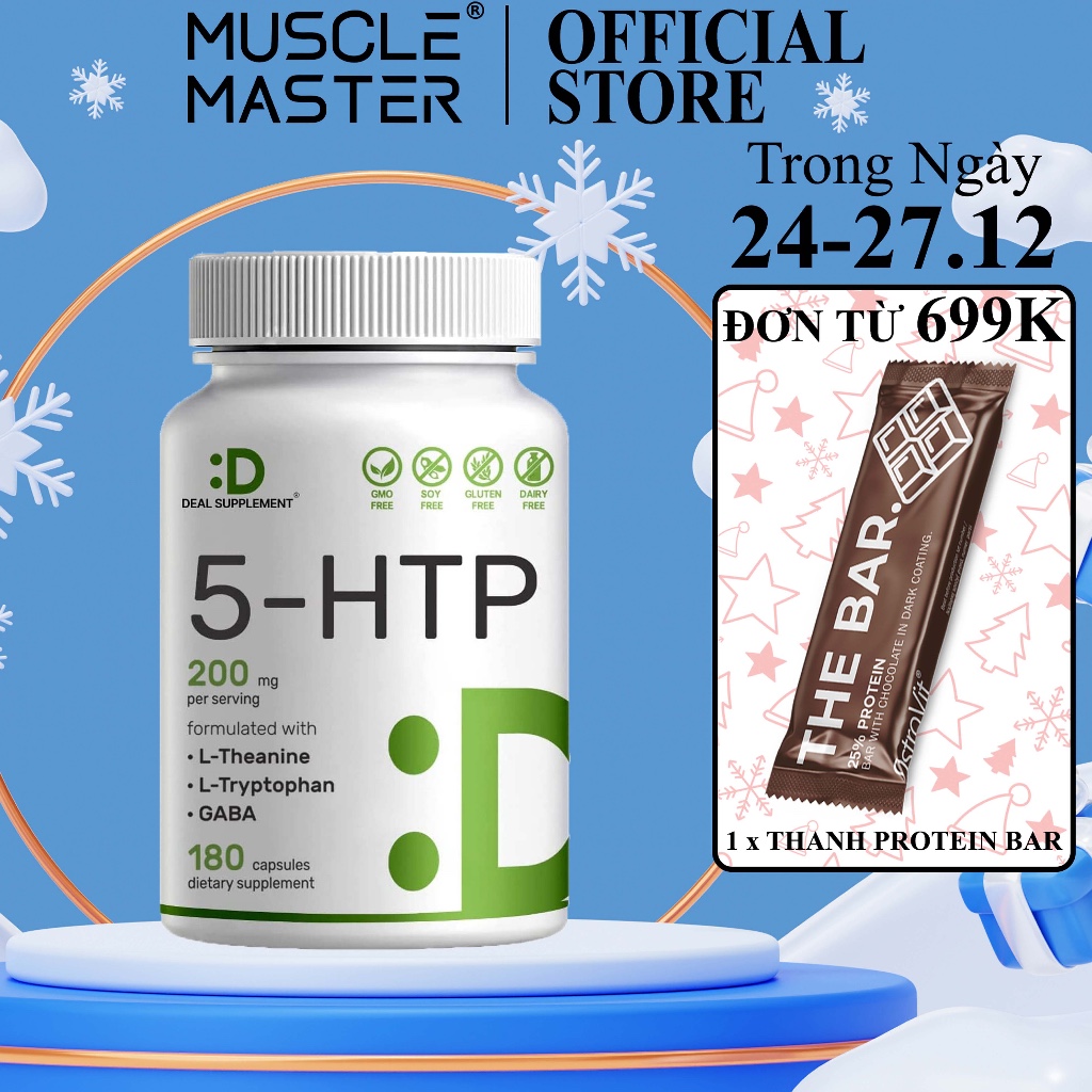 Viên Uống Giảm Stress,Thư Giãn Tinh Thần, Tốt Não Bộ DEAL SUPPLEMENTS 5-HTP 180 Viên