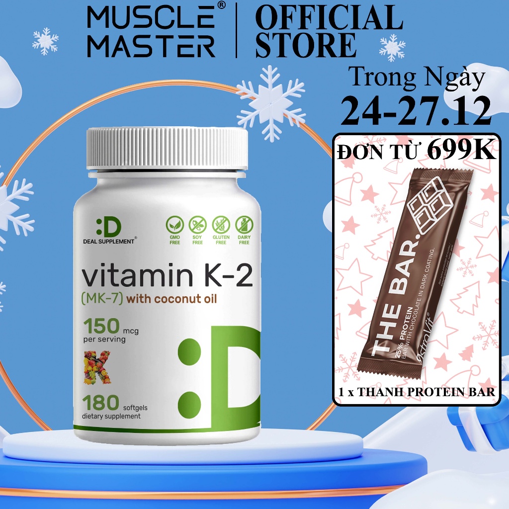 Viên Uống Vitamin K2 MK7 Deal Supplement Vitamin K2 MK7 150mg 180 Viên