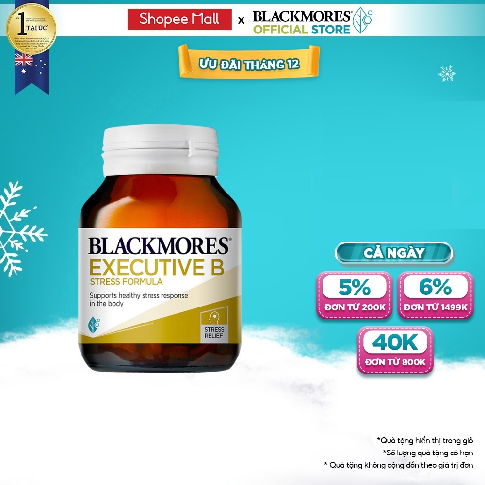 Viên Uống Giảm Căng Thẳng Hỗ Trợ An Thần Blackmores Executive B Stress Formula Lọ 62 Viên