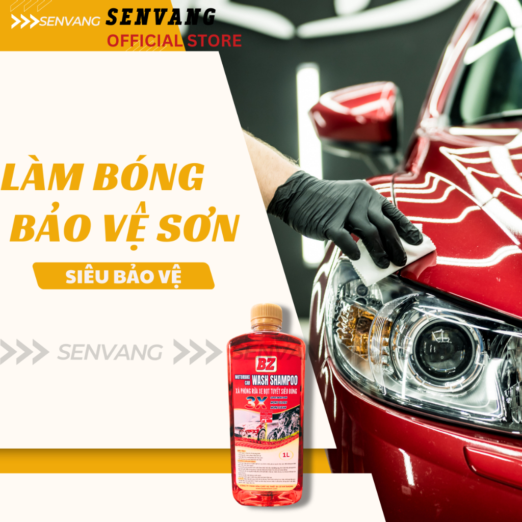 Xà bông rửa xe BZ WASH SHAMPOO dung tích 1 Lít: Làm sạch xe hơi, xe máy hiệu quả và bảo quản lớp sơn, siêu bọt