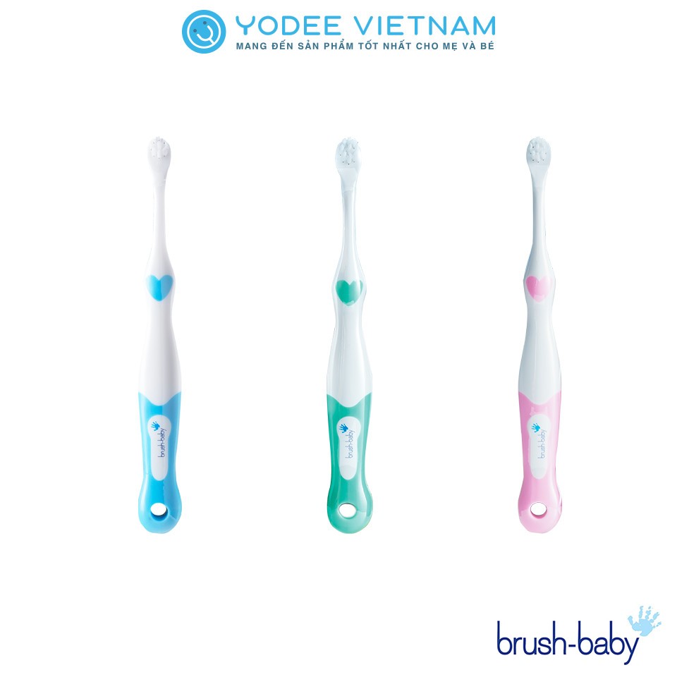 Brush-Baby Bàn chải đánh răng giai đoạn 1 với lông bàn chải mềm mại dịu nhẹ cho bé (0-18 tháng)