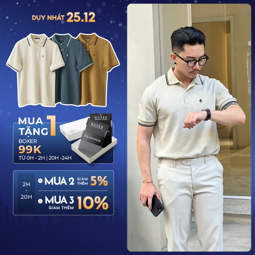 Áo polo nam BASIC CLASSIC vải cá sấu cotton piqué interlock sang trọng, tinh tế - POLOMANOR