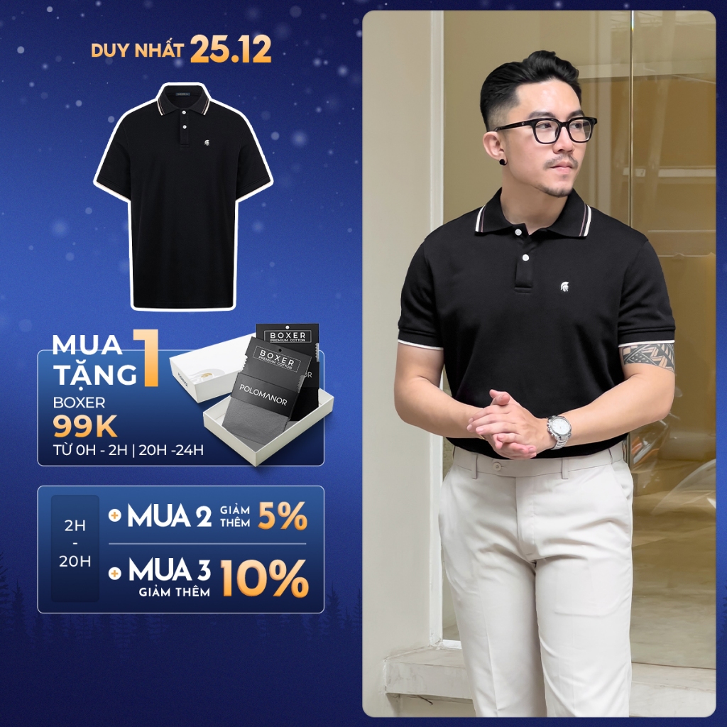 Áo polo nam DENIS vải cá sấu cotton interlock xuất xịn, nam tính, thanh lịch, sang trọng - POLOMANOR