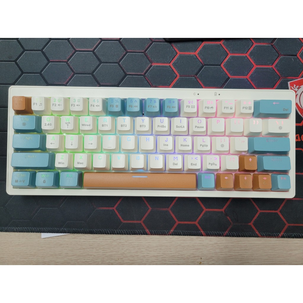 Bàn Phím Cơ Không Dây Bluetooth ZA63 Pro - 3 Mode Kết Nối - Trục cơ Linear Hotswap 5 Pin - Pin sạc - LEG RGB