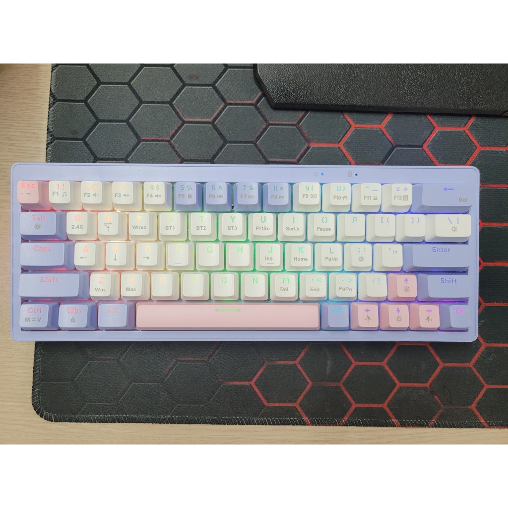 Bàn Phím Cơ Không Dây Bluetooth ZA63 Pro - 3 Mode Kết Nối - Trục cơ Linear Hotswap 5 Pin - Pin sạc - LEG RGB