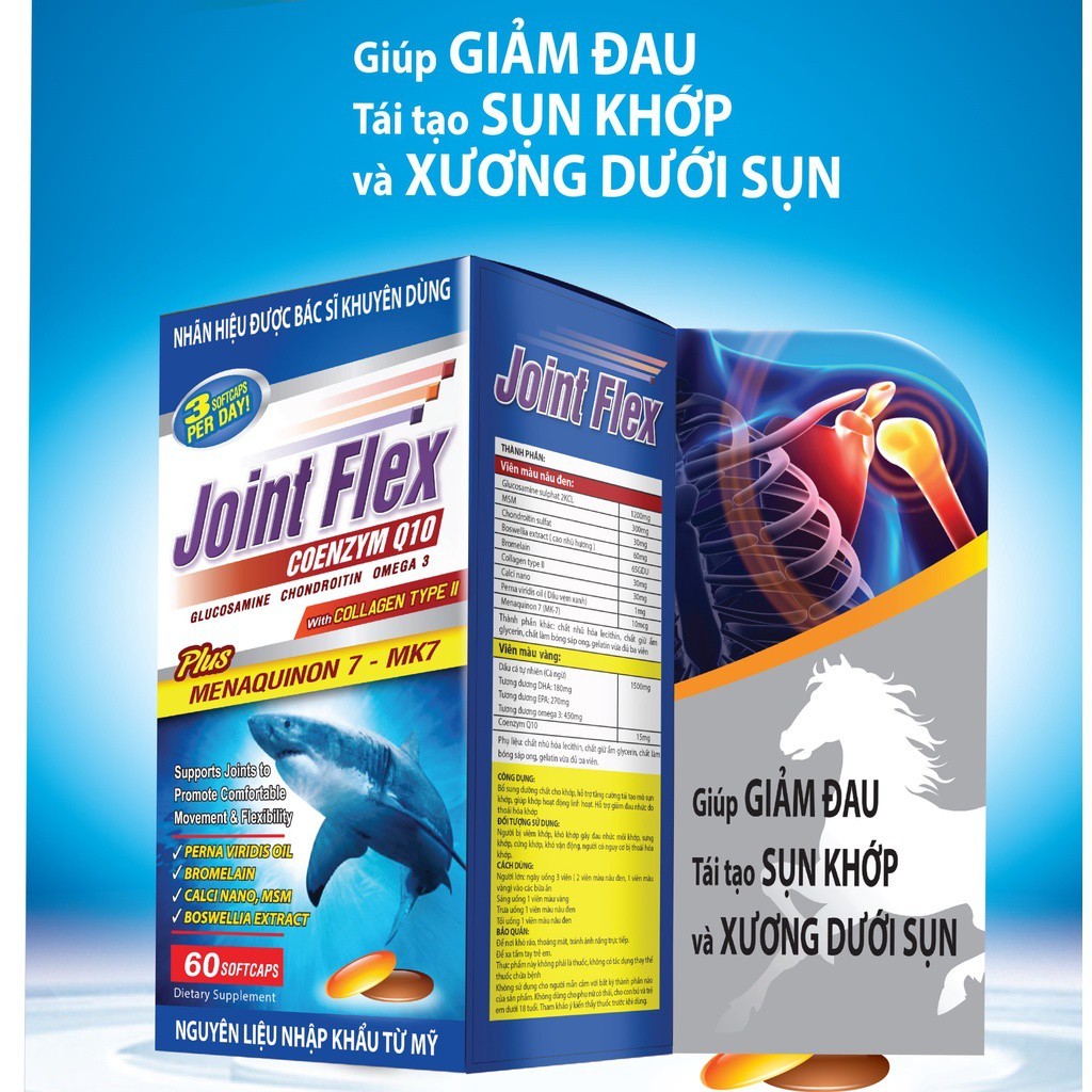 Viên uống JOINT FLEX Giảm Đau Xương Khớp, Bổ Xương Khớp Hiệu Quả, Giúp phục hồi tái tạo mô sụn, tăng tiết dịch khớp