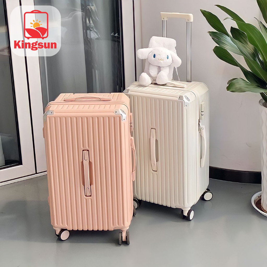 Vali du lịch Kingsun vali kéo dáng kiểu hộp size 24 KS-P37 nhựa ABS + PC cao cấp bo góc kim loại chống va đập