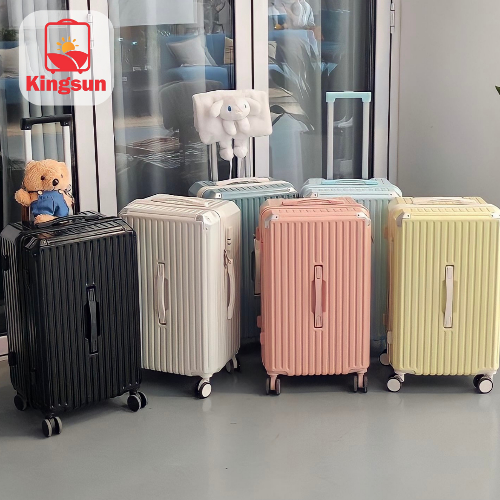 Vali du lịch Kingsun vali kéo dáng kiểu hộp size 24 KS-P37 nhựa ABS + PC cao cấp bo góc kim loại chống va đập