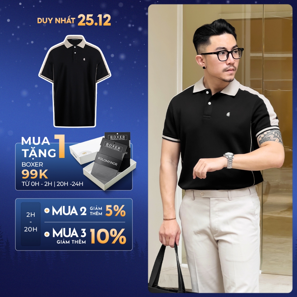 Áo polo nam LUKE vải cá sấu cotton interlock xuất xịn, nam tính, thanh lịch, sang trọng - POLOMANOR